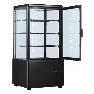 業務用 冷蔵4面ガラスショーケース70L/ブラック【HJR-FG70SBK】冷蔵庫 冷蔵ショーケース 大型 送料無料 フリーザー ショーケース