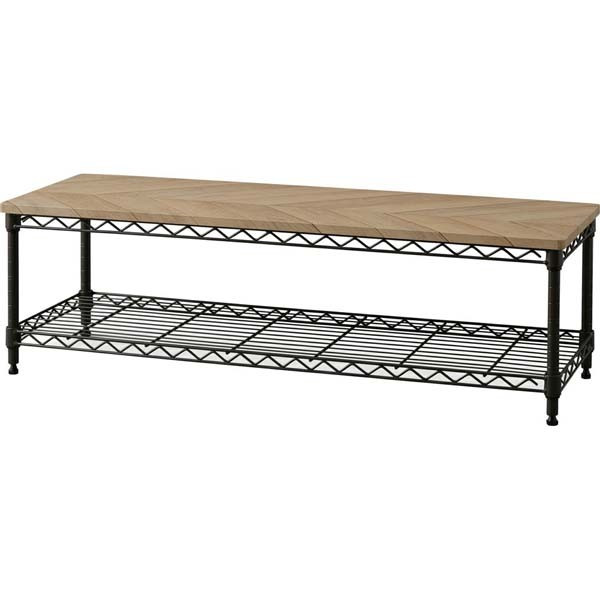 アイリスオーヤマ カラーメタルラック CML-10302 ローボード ホワイトブラック ブラウン 木天板 木目 棚 収納 リビング