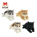 QY-116 【 送料無料 】 猫リラックス 15×25×H11センチ 素材:ポリレジン 紅石 置物 玄関 庭 ガーデン プレゼント アニマル オブジェ エクス...