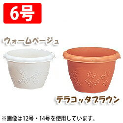 《全品P3倍★25日限定》フロールミドルポット 6号 ウォームベージュ・テラコッタブラウン