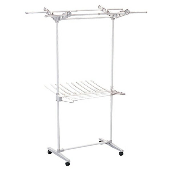 室内物干し 洗濯物干し 物干し 物干し竿 2本付 タオルハンガー バスタオル フェイスタオル 小物 キャスター付 室内 部屋干し 梅雨 花粉 物干し竿タイプ 白 ホワイト アイリスオーヤマ W-700KR *