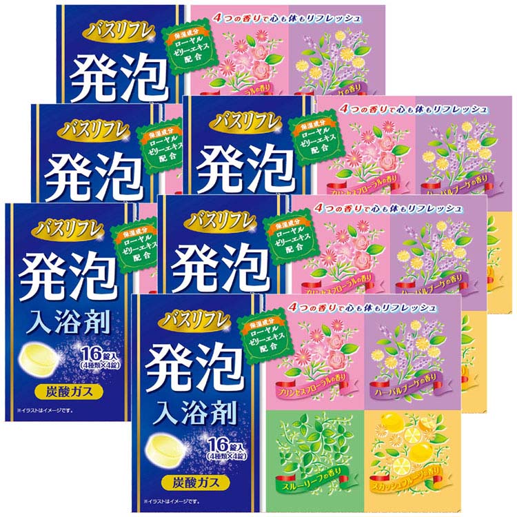 ◆4種の色と香りで身体も心もリフレッシュ。◆ローヤルゼリーエキス（保湿成分）配合でお肌にうるおいをあたえます。◆40g×16錠入り（4種類×4錠）※リニューアルに伴い、パッケージ・内容等予告なく変更する場合がございます。予めご了承ください。●パッケージサイズ（cm）幅約15.3×奥行約6.9×高さ約10●内容量16錠●商品区分化粧品●成分【プリンセスフローラルの香り レッドの湯】炭酸水素Na、コハク酸、硫酸Na、炭酸Na、PEGー150、香料、ローヤルゼリーエキス、トリステアリン酸スクロース、赤106、赤230(1)【ハーバルブーケの香り パープルの湯】炭酸水素Na、コハク酸、硫酸Na、炭酸Na、PEGー150、香料、ローヤルゼリーエキス、トリステアリン酸スクロース、赤106、青1【スルーリーフの香り グリーンの湯】炭酸水素Na、コハク酸、硫酸Na、炭酸Na、PEGー150、香料、ローヤルゼリーエキス、トリステアリン酸スクロース、黄4、青1【スカッシュフルーツの香り イエローの湯】炭酸水素Na、コハク酸、硫酸Na、炭酸Na、PEGー150、香料、ローヤルゼリーエキス、トリステアリン酸スクロース、黄202(1)○広告文責：e-net shop株式会社(03-6706-4521)○メーカー（製造）：ライオンケミカル株式会社○区分：日本製・化粧品（検索用：入浴剤 発砲 大容量 日本製 プリンセスフローラル ハーバルブーケ スルーリーフ スカッシュフルーツ にゅうよくざい バスリフレ ばすりふれ ライオンケミカル 4900480286757）最強翌日配送対象商品に関するご案内 最強翌日配送対象商品・対象地域に該当する場合は最強翌日配送マークがご注文カゴ近くに表示されます。 最強翌日配送可能なお支払方法は【クレジットカード、代金引換、全額ポイント支払い】のみとなります。 下記の場合は最強翌日配送対象外となります。 ・15点以上ご購入いただいた場合 ・時間指定がある場合 ・ご注文時備考欄にご記入がある場合 ・決済処理にお時間を頂戴する場合 ・郵便番号や住所に誤りがある場合 ・最強翌日配送対象外の商品とご一緒にご注文いただいた場合 ・お届け先住所文字数が40文字以上の場合 関連キーワード(本商品の説明ではありません)母の日 父の日 敬老の日 こどもの日 クリスマス バレンタイン ホワイトデー ハロウィン お正月 成人の日 成人式 記念日 誕生日 卒業式 入学式 お歳暮 お中元 春 夏 秋 冬 梅雨 節分 ひな祭り 七夕 十五夜 初詣 年越し 夏祭り 花火大会 結婚祝い 内祝い 出産祝い 快気祝い 還暦祝い 古希 喜寿 傘寿 米寿 卒寿 白寿 百寿 新築祝い 引っ越し祝い 開店祝い 開業祝い 就職祝い 昇進祝い 合格祝い 銀婚式 金婚式 七五三 長寿祝い 御礼 お母さん お父さん 義母 義父 祖父 祖母 おばあちゃん おじいちゃん 娘 息子 彼氏 彼女 恋人 友達 上司 先輩 後輩 同僚 キッズ 子供 幼児 ベビー 赤ちゃん 育児 学生 社会人 シニア 10代 20代 30代 40代 50代 60代 70代 80代 90代 一人暮らし 単身赴任 主婦 主夫 新生活 家族暮らし 子育て 旅行 トラベル ライブ ホームパーティ ビジネス 法人 ギフト プレゼント