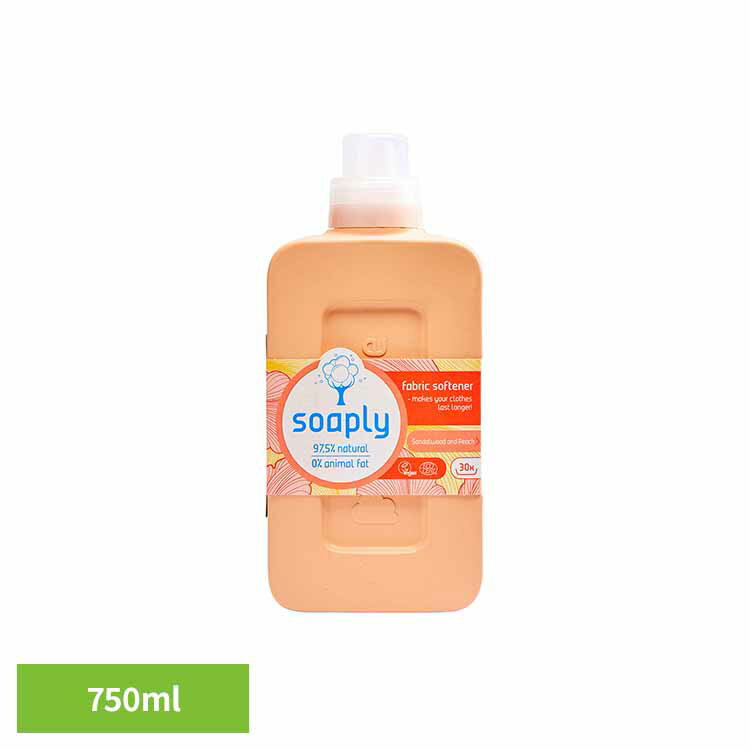 ソープリー ファブリックソフナー サンダルウッド＆ピーチの香り 750ml ソープリー soaply ヴィーガン Ecocert 柔軟剤 ソフトナー リサイクルボトル 植物由来 生分解性 ピーチ＆サンダルウッド アメリカンディールスコーポ 【B】