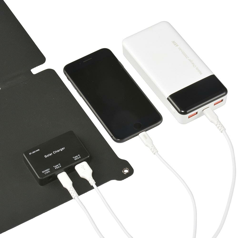 ソーラー充電器 災害 ソーラーパネル 充電 折りたたみ 21W スマホ モバイルバッテリー 充電可 USB Type-A Type-C IP65 キャンプ 防災 ソーラーチャージャー 折り畳み式 ソーラーパネル充電器 オーム電機 BT-JS21AA2 * k-kitchen-10138678 調理器具専門店 i-cook サンプル画像2
