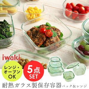 [100円OFFクーポン発行中]保存容器 耐熱ガラス イワキ iwaki ガラス セット 角型5点セット グリーン PSC-PRN5Gキッチン ギフトセット 保存容器キッチン 保存容器ギフトセット ギフトセット保存容器 キッチン耐熱ガラス AGCテクノガラス(株)【D】