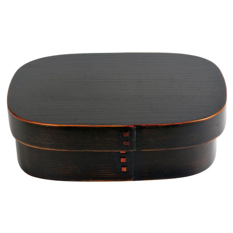 2层 - 木製 一段 ビック 四角型 黒スリ バンド付き 曲げわっぱ弁当箱 黒木目 BDH1812BA弁当箱 曲げわっば ナチュラル 木目 木製 漆器 運動会 一段 二段 バンド 中茂国際