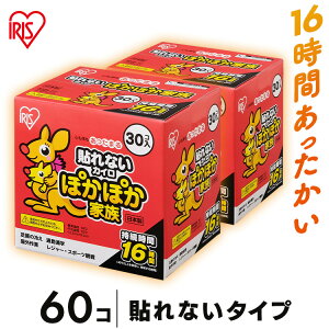 カイロ 貼らない 60枚入り 30個入り×2箱 2箱セット 貼らないカイロかいろ 懐炉 貼れない 60枚 使い捨てカイロ 貼らないぽかぽか家族レギュラー 寒さ対策 あったか 防寒 腰 脇 背中 冬 防寒対策 防寒グッズ グッズ 冷え 使い捨て アイリスオーヤマ 16時間持続