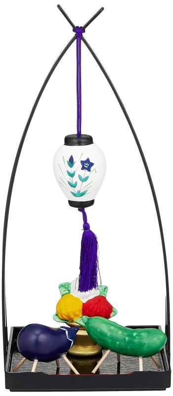 瀬戸陶芸社 お盆飾り お盆 精霊馬 供養 インテリア 初盆 瀬戸焼 盆提灯精霊揃え サイズ:約奥行12cm/幅1..