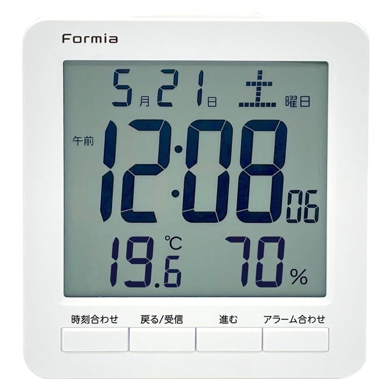 Alessi - Formia(フォルミア) 電波 デジタル時計 大画面 見やすい 温度 湿度 温湿度計 日付 目覚まし 置き 卓上 子供 保土ヶ谷電子販売 ホワイト HT-024RC