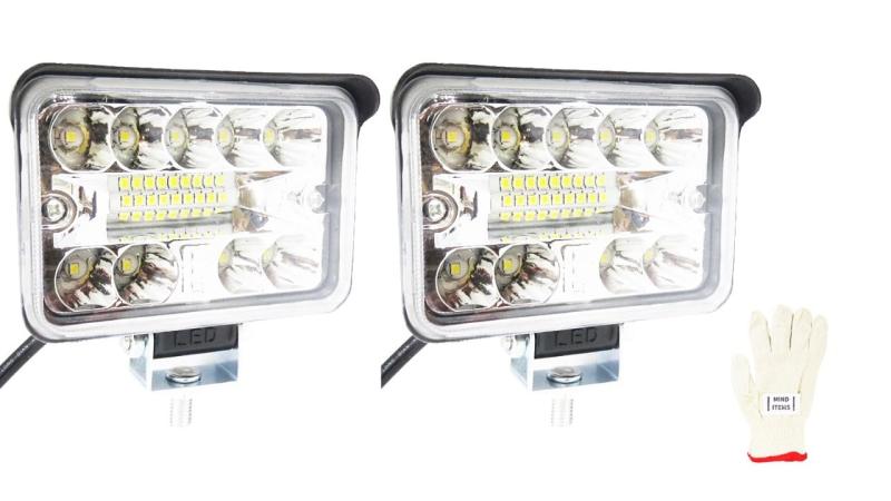 LED ワークライト 作業灯 2個セット 12V 24V 高輝度SMD 汎用ライト 角型 投光器 照明 トラック トラクター デッキ フォークリフト 除雪機 船舶 手袋付き