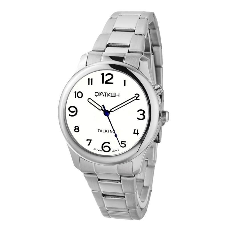 QIATKWH 日本語会話の腕時計、シルバーケース、シルバーステンレスベルト