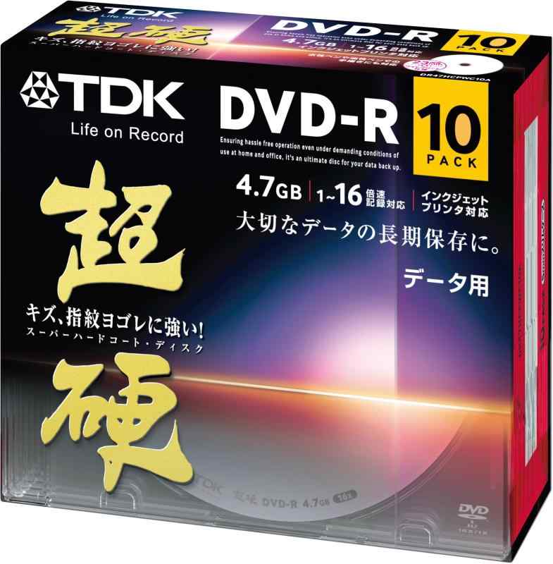 TDK データ用DVD-R 16倍速対応 ホワイトワイドプリンタブル キズや指紋ヨゴレに強いスーパーハードコート・ディスク 「超硬」シリーズ