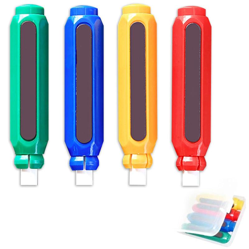 CMD チョークホルダー マグネット チョーク ホルダー クリップ 4本入 赤色、黄色、青色、緑色 直径8mm..