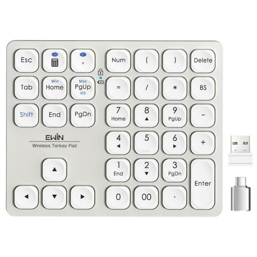 Ewin テンキー キーボード Bluetooth/2.4G接続 ワイヤレス 数字キーボード Bluetoothキーボード 2台まで接続 超薄型 numlock連動 Type-C充電 37キー 日本語対応 iOS iPadOS Mac Windows A Ewin テンキー キーボード Bluetooth/2.4G接続 ワイヤレス 数字キーボード Bluetoothキーボード 2台まで接続 超薄型 numlock連動 Type-C充電 37キー 日本語対応 iOS iPadOS Mac Windows A
