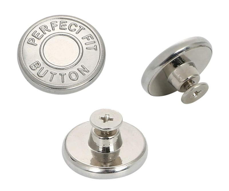 r_planning ウエスト 調整 シルバー ボタン お直し ジーンズ サイズ 調節 3個 セット(3)