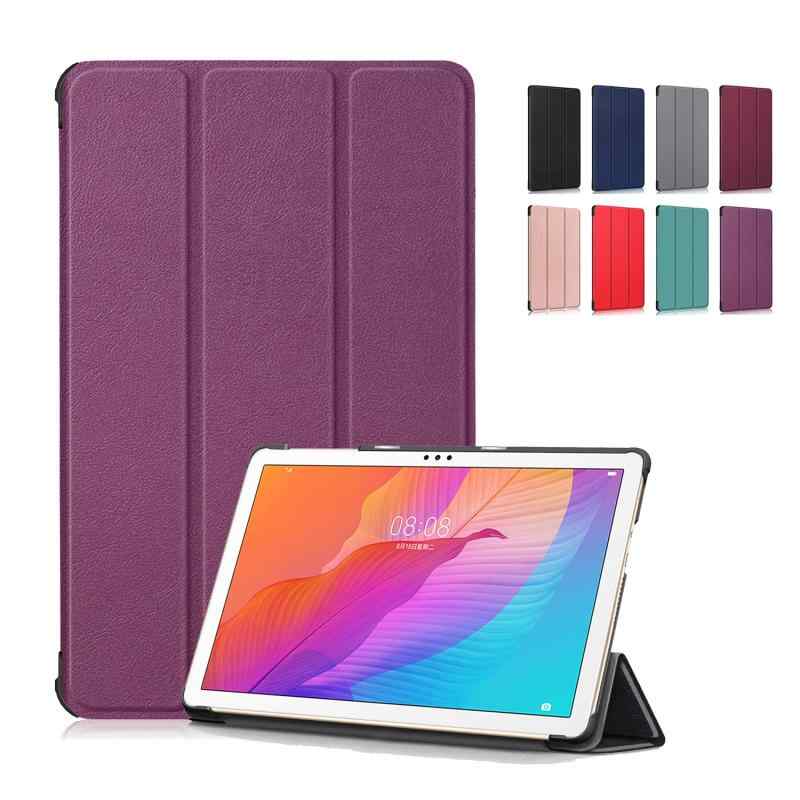 HUAWEI MatePad T10 AGR-W09 9.7インチ/HUAWEI MatePad T10s AGS3-W09 10.1インチ ケースカバー 薄型 スタンド機能付き 三つ折 マグネット軽量 耐衝撃 PUレザー タブレットケース