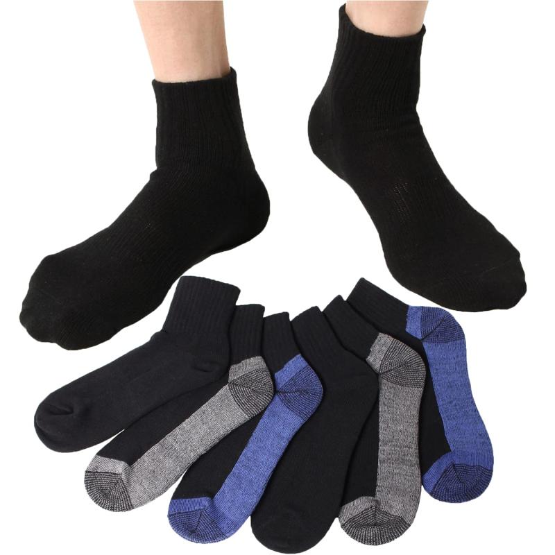 [YUWA] 靴下 メンズ 二重底裏絹 6足セット 丈夫 破けにくい ズレ落ちない 消臭 吸湿 放湿 カジュアル スポーツ ワーク 作業用 軍足(安全靴にも最適) ショートソックス 24～27cm