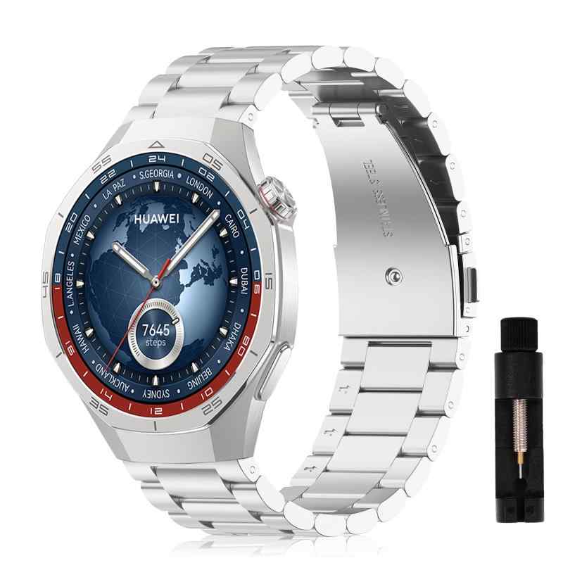 AiMaoo バンド Huawei Watch GT 5 Pro 46mm/GT 5 46mm 対応 交換バンド 金属ベルト サイズ調整可能 ビジネス風 ステンレス おしゃれ 調整工具付き Huawei Watch GT 5 Pro 46mm/GT