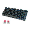 e元素ゲーミングキーボード 赤軸・青軸メカニカル式キーボード USB接続有線81キーアンチゴーストキー 青色LEDバックライト 防水機能付きゲーマー向け英語配列キーボード(2)