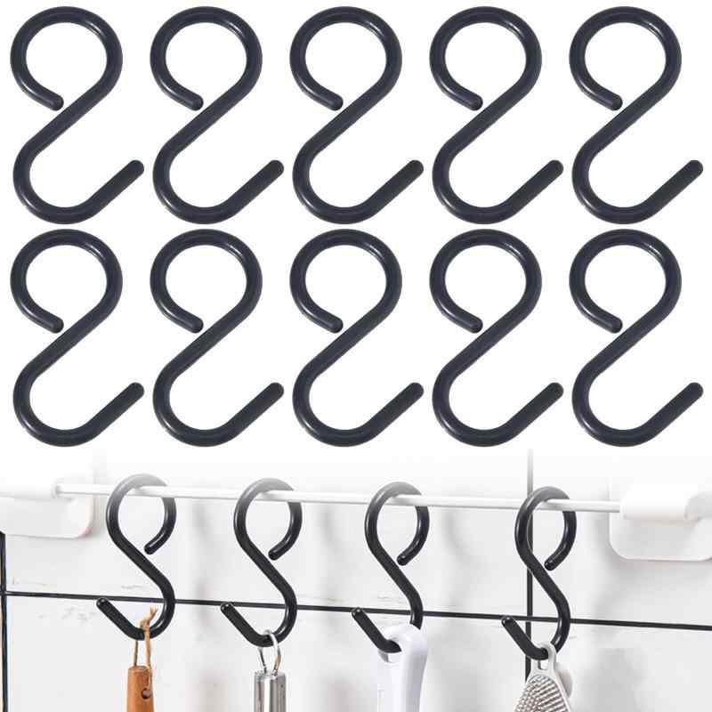S字フック 落ちない 錆びない 音がしない 10個セット 曲がる 脱落防止 Sの字フック Sカン フック Sフック はずれにくい 小物掛け 汎用フック 台所 洗面所 浴室 玄関に お風呂 キッチン 固定