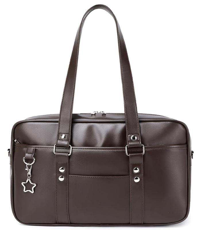 [ARIALK] スクールバッグ 合皮 高校生 女子 通学 ボスドンバッグ スクバ 学生 JK 制服 スクールバック カバン 鞄 PU 大容量 男女兼用 学生鞄 大容量 修学旅行 内側キーリング付き