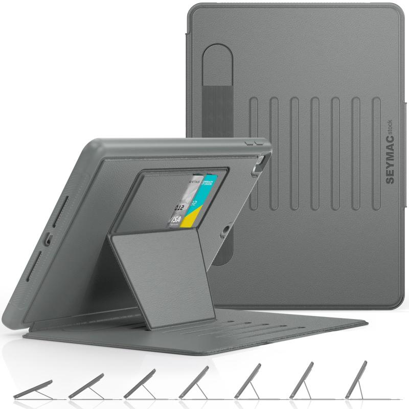 SEYMAC stock ケース iPad 9/8/7世代(2021/2020/2019) 10.2インチ ケース 耐衝撃 多角度横置き調節 オートスリープ ペン収納 カード収納 強磁力全面保護カバー