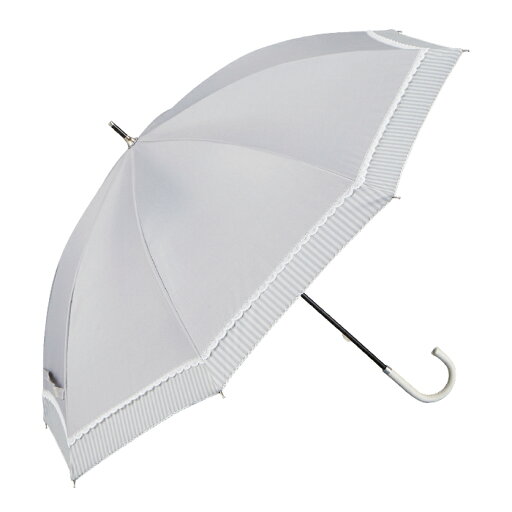 晴雨兼用 長傘 50cm シンプルボーダー柄 UVカット加工付【手開き PUレザー手元 2色】 晴雨兼用 長傘 50cm シンプルボーダー柄 UVカット加工付【手開き PUレザー手元 2色】