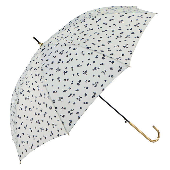 傘 レディース 60cm フラワー・プチフラワー柄 長傘 雨傘【耐風骨スリムタイプ ジャンプ式 ワンタッチ 軽量(330g)2色】