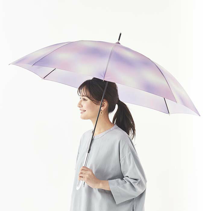 傘 レディース 60cm ミックスグラデーション傘【FRP骨スリムタイプジャンプ式 ワンタッチPSクリアー手元 3色】