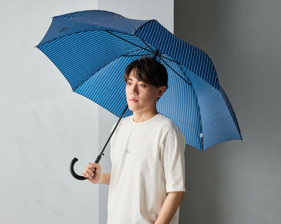 傘　メンズ　長傘 雨傘　紳士傘 70cm ストライプ　ピンストライプ柄 無地　軽量 グラスファイバー骨 ビ..