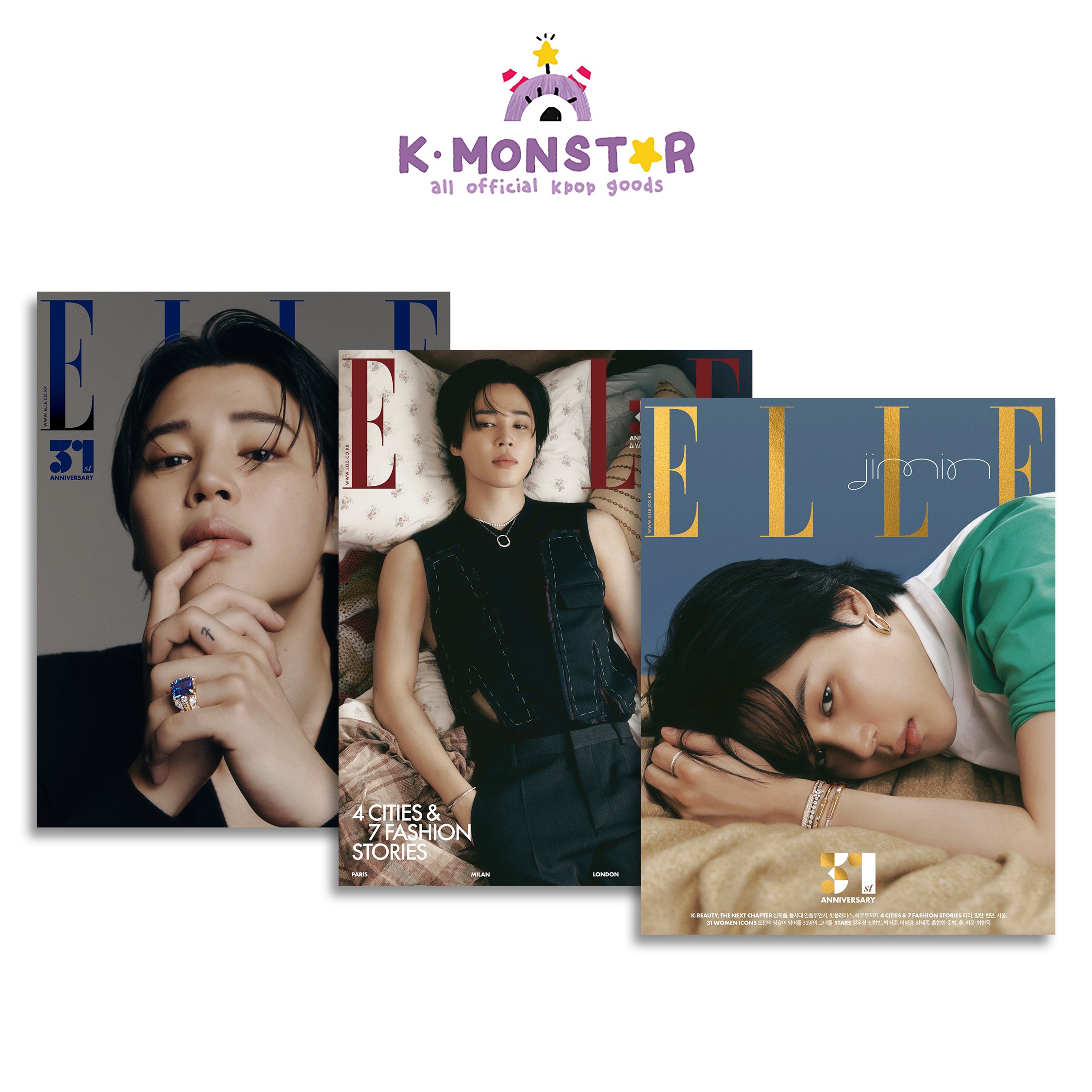 [SET][Źŵ][դ]ELLE KOREA 2023ǯ 11 JIMIN BTS ƾǯ COVER 3 SET ڹ񻨻 magazine ޥ