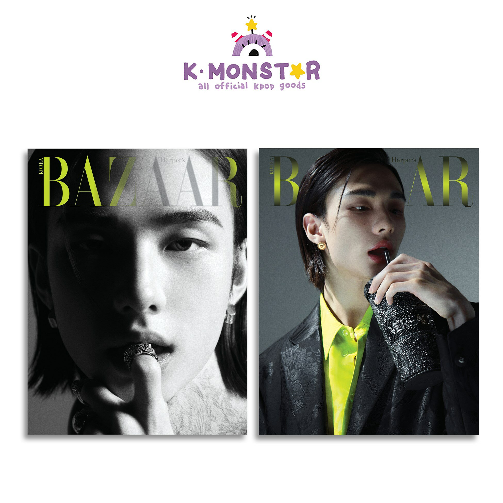 楽天K-MONSTAR[当店特典] [和訳付き] BAZAAR KOREA 2023年 12月 2種 HYUNJIN Stray Kids 韓国雑誌 magazine マガジン