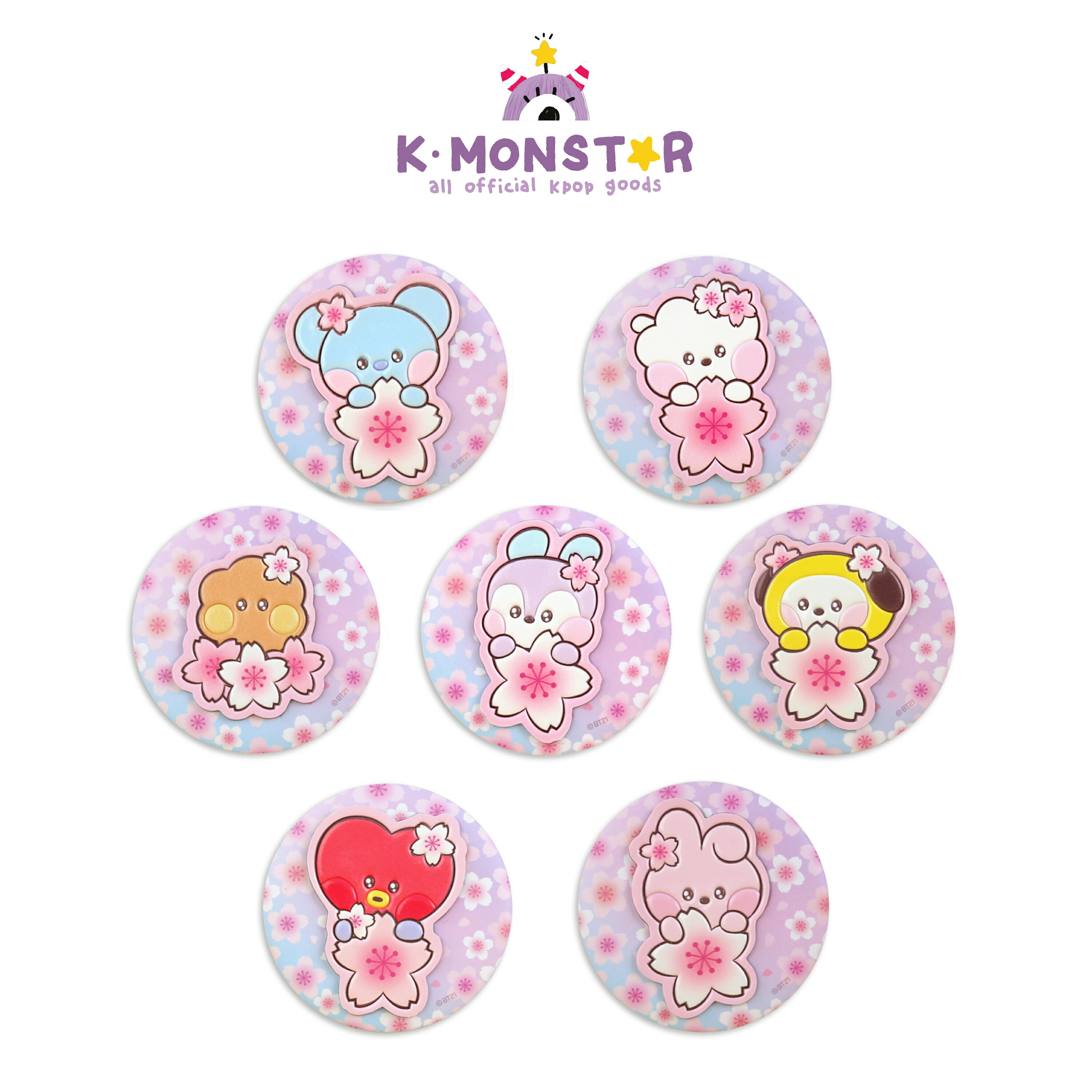 BT21 LEATHER PATCH MIRROR [2024 CHERRY BLOSSOM]