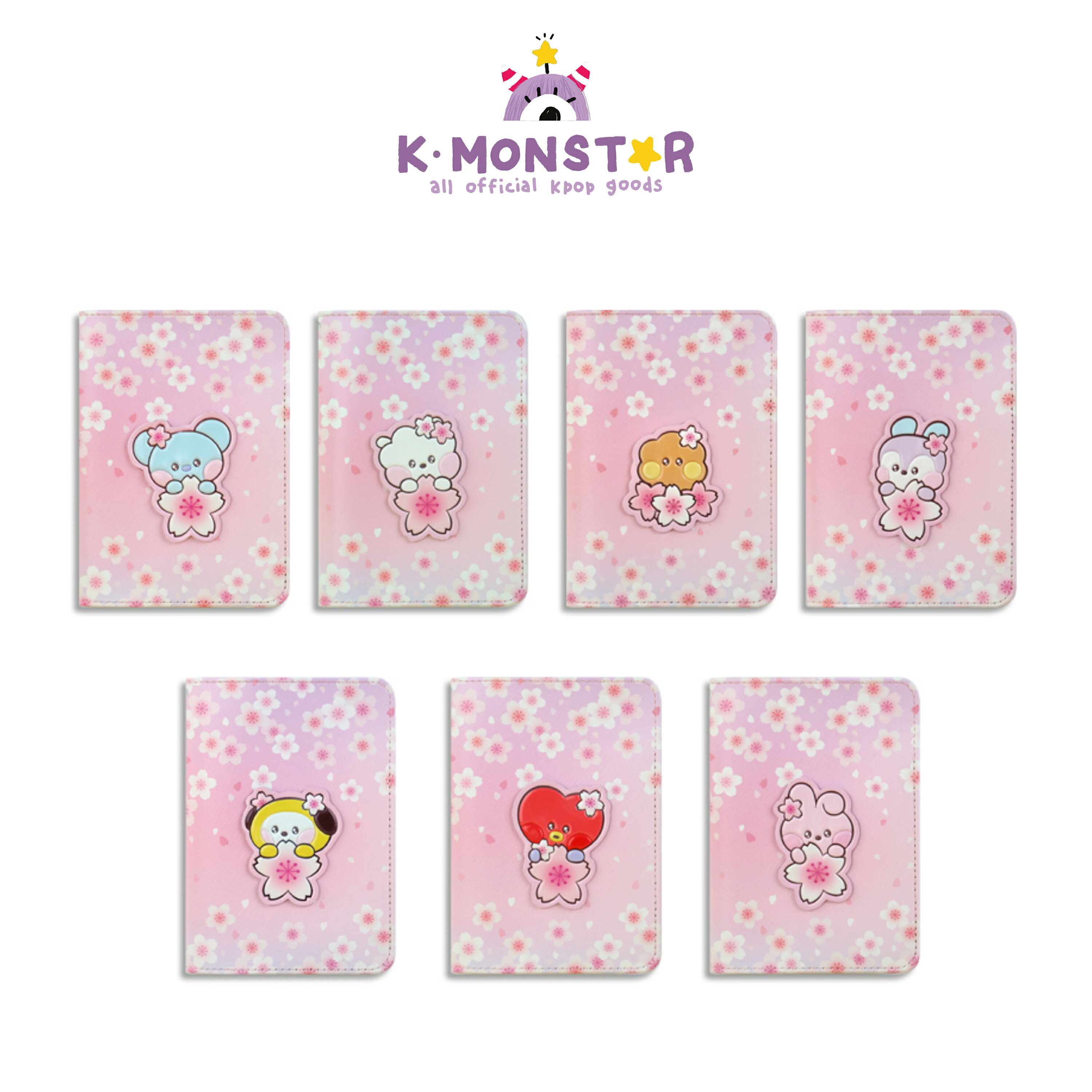 BT21 LEATHER PATCH PASSPORT COVER SMALL [2024 CHERRY BLOSSOM]