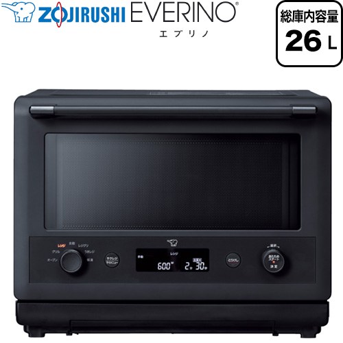 【キーワード】ZOJIRUSHI / 【　ES-GX26-BM　の後継品　】ES-GY26-BA 商品説明シリーズ EVERINO エブリノカラー ブラック仕様・特徴 便利機能を搭載し、あたためから調理までとことん使いこなせるオーブンレンジ。電源：AC100V（50/60Hz）庫内容量：26Lセンサー種類：瞬速センシング 赤外線センサー・温度センサー消費電力：レンジ1420W「芯までレジグリ」「全方位あたため うきレジ」「揚げ物 サクレジ」取説掲載レシピ数（自動メニュー数）：116（53）※脱臭メニューを除く●レンジ解凍：全解凍／半解凍●オーブン温度：100～250℃加熱方式：上下ヒーター式（上）管ヒーター（2本）・（下）シーズヒーター●グリル加熱方式：上ヒーター式（管ヒーター）設置寸法：背面0cm※、左右各2cm、上面10cm以上開けてください。※熱に弱い家具やコンセントのある壁面に排気口が向き合うと、熱で変形する原因になります。熱に弱い壁材、家具などが排気口の近くにあり、汚れや変色が気になる場合は、壁や家具から離してください。後方がガラスの場合、温度差で割れる原因になるため、20cm以上離してください。（離しても温度差によって割れることがあります）サイズ 本体外形寸法（mm）：幅487×奥行399（454mm ※ハンドルなどを入れた最大奥行寸法）×高さ370mm重量 約17.5kg付属品ボウル、角皿、取扱説明書兼お料理ノート発売日 2026年8月旧品番 ES-GW26-BM → ES-GX26-BM　の後継品　