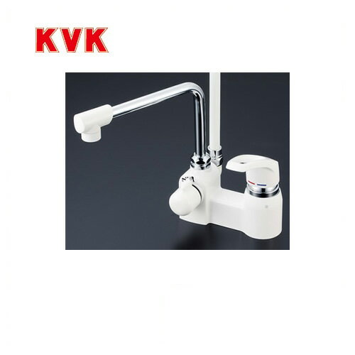 KVK　浴室水栓シングルレバー式シャワーデッキ形逆止弁快適節水シャワー取付穴径（mm）：φ22〜φ24取付ピッチ102mm本体及びシャワーホースセット（ホワイト色） メーカー希望小売価格はメーカーカタログに基づいて掲載していますKF6004