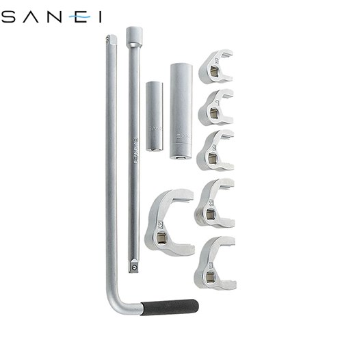 メーカー希望小売価格はメーカーカタログに基づいて掲載しています【キーワード】SANEI / サンエイ / 工具 / スパナ /R3510S 商品説明仕様・特徴 8つのアダプターで14サイズのナットを締め付けできます。立水栓締付工具セットワンホール混合栓、立水栓取り付け用適合六角ナットの寸法23・24・24（深）・25・28・30・32・36・37・38・46・47mmおよび馬蹄用締付ナット対辺13・18mm用材質：鋼