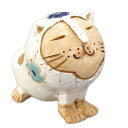 陶器 手造り 香炉 香立て/ 花猫 香立鉢(白) /置物 インテリア プレゼント 贈り物