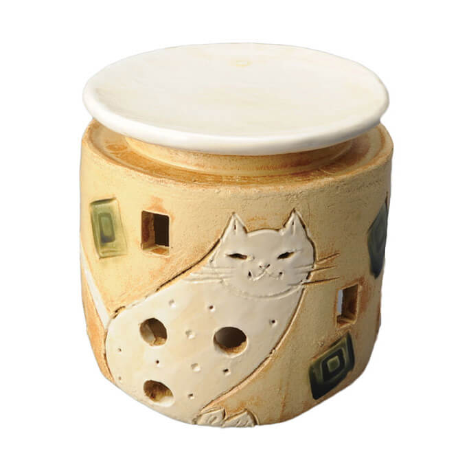 手造り 茶香炉/ 白猫 茶香炉 /アロマ 癒やし リラックス インテリア 間接照明