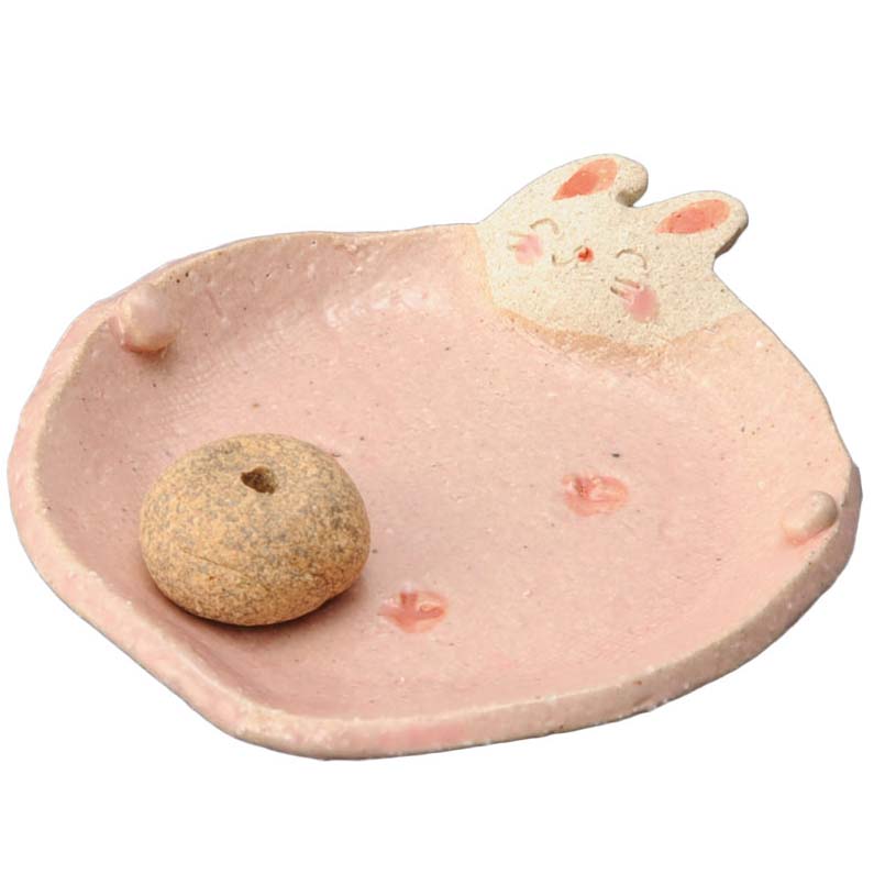 手造り 香皿 香立て/ ふっくら 香皿（ウサギ） /香り アロマ 癒やし リラックス インテリア プレゼント 贈り物