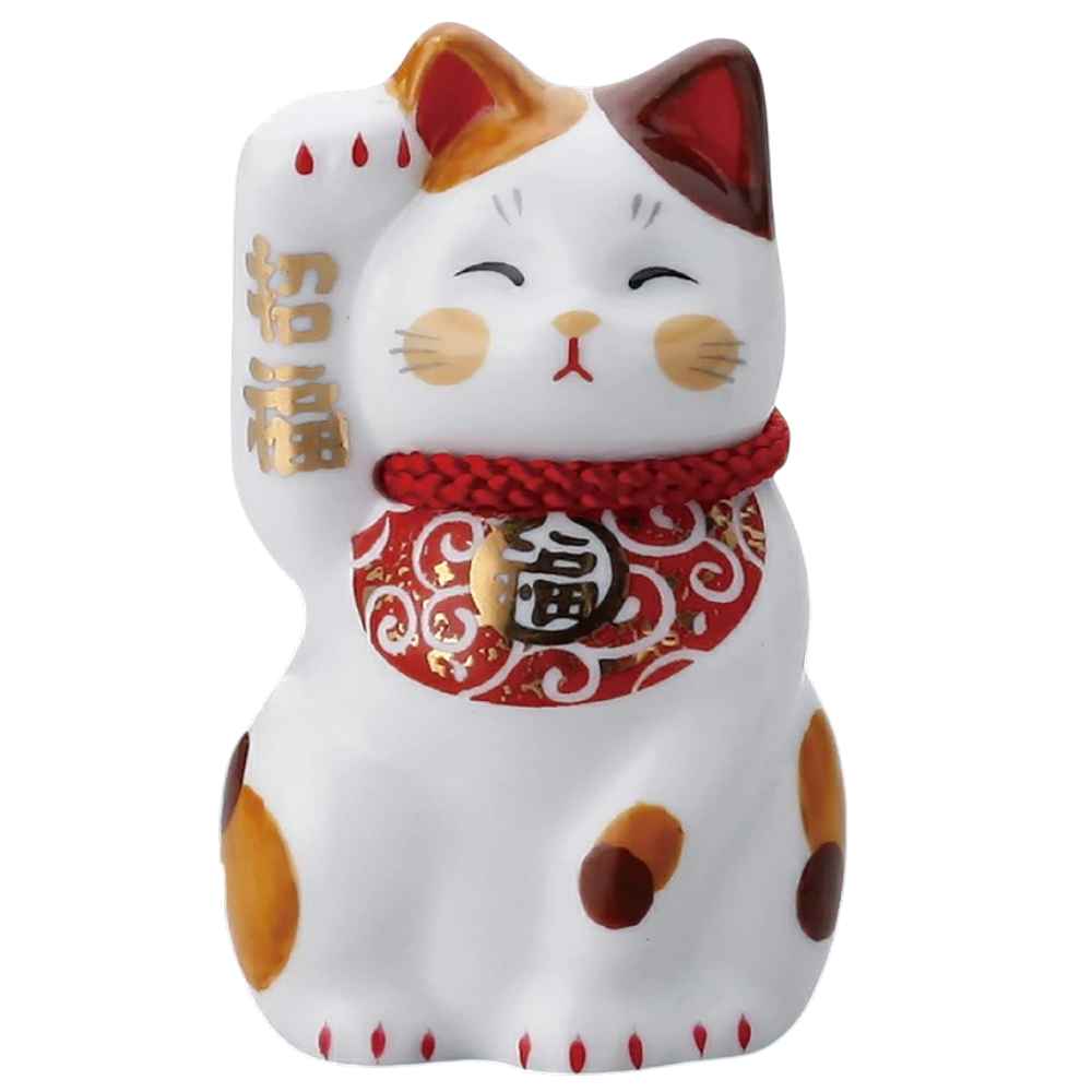 赤い唐草模様 福猫 かわいい/ 唐草招猫（赤）・小 /金運 繁栄 長寿 招福万来 右手 右足