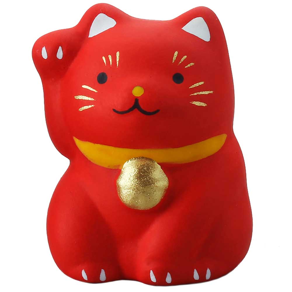 招き猫 縁起物 可愛い/ 小福猫・赤 /贈り物 プレゼント 敬老の日 新築祝い 引き出物 母の日 父の日
