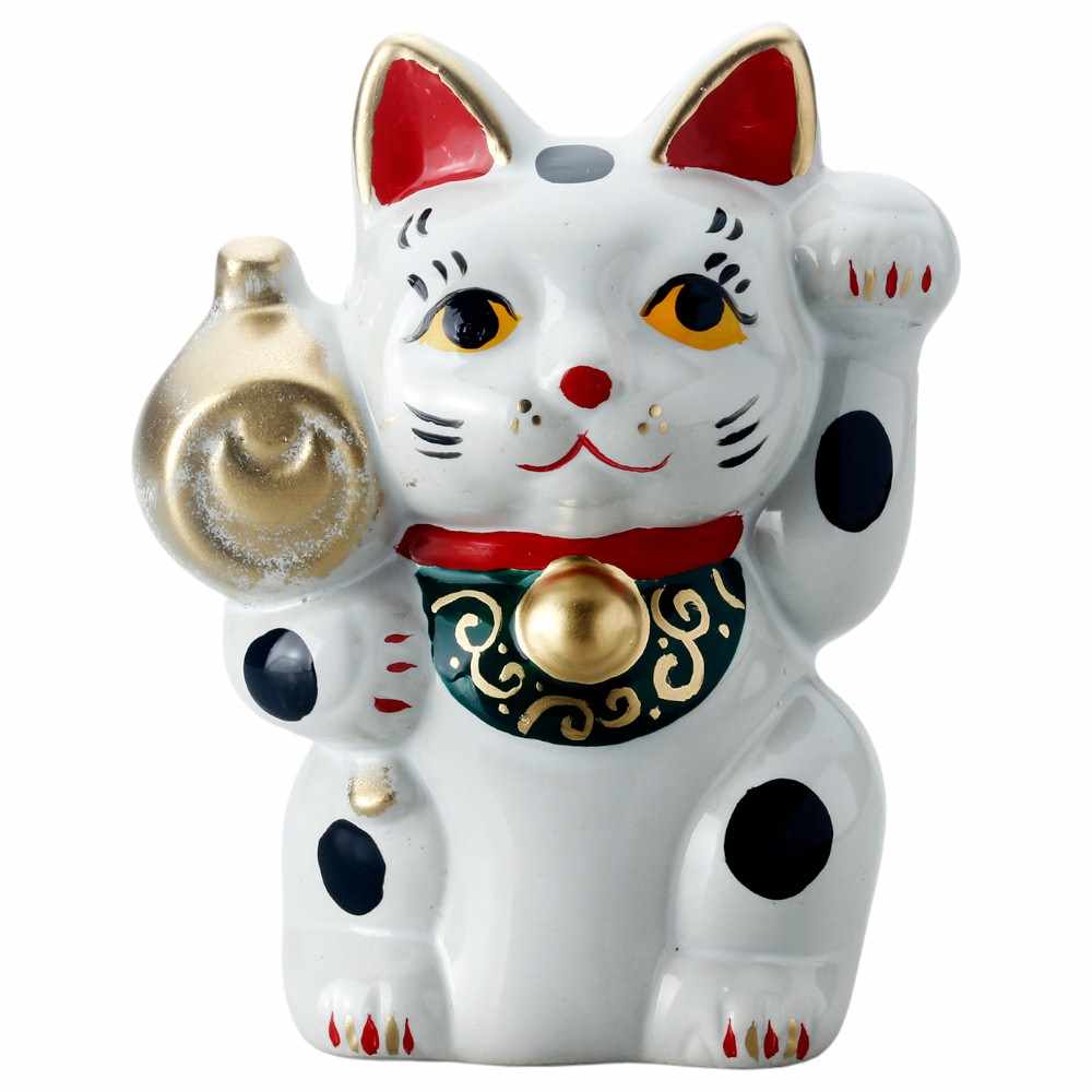 手描き 猫 置物 開運 招福 金運/ 小槌招猫・ブチ /贈り物 プレゼント 敬老の日　新築祝い 引き出物 母の日 父の日...