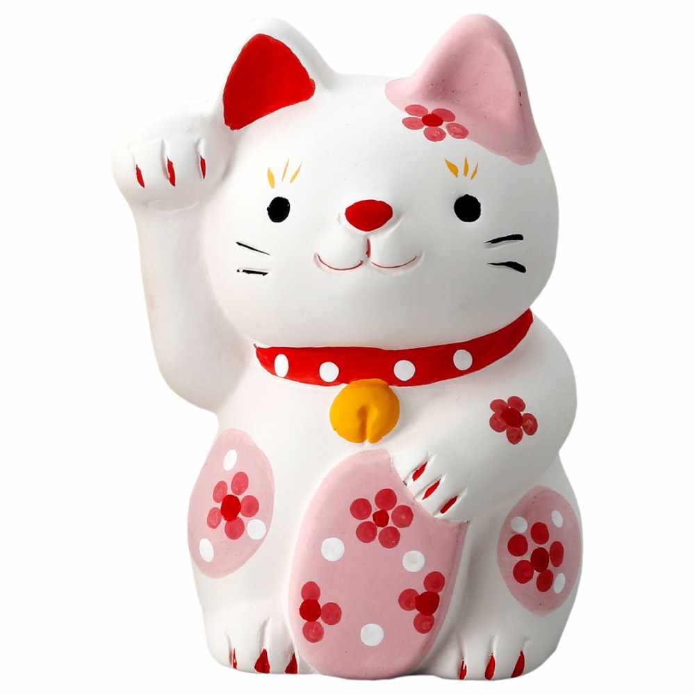 可愛い 縁起物 招き猫 開運 金運/ 花招き猫・桃 /贈り物 プレゼント 敬老の日 新築祝い 引き出物 母の日 父の日