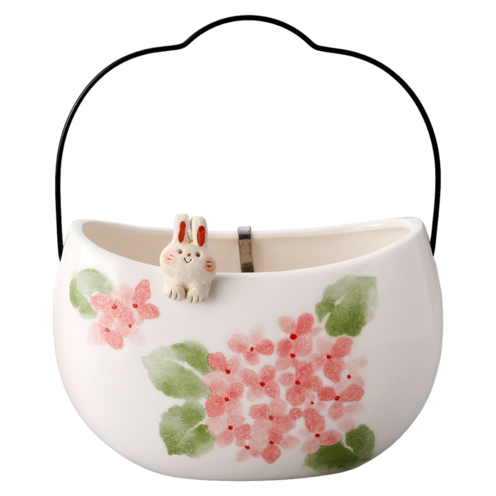香取線香入れ 蚊取り線香ホルダー 蚊遣器 アウトドア 陶器/ あじさい兎 線香鉢 /キャンプ バーベキュー 屋外