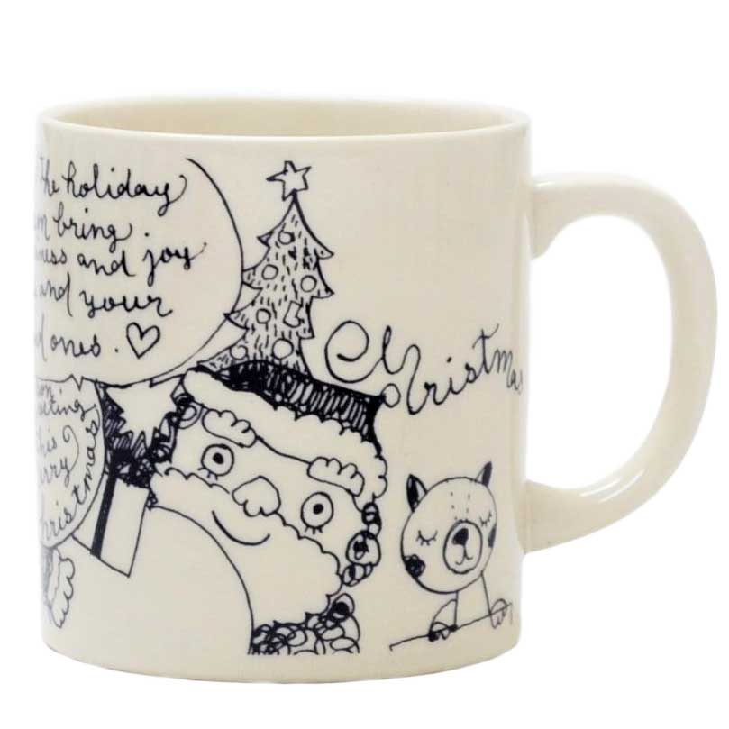 クリスマス パーティグッズ プレート 日常使いにも/ ボヌールノエル マグカップ　サンタとプレゼント /インテリアにも かわいい プレゼント 贈り物