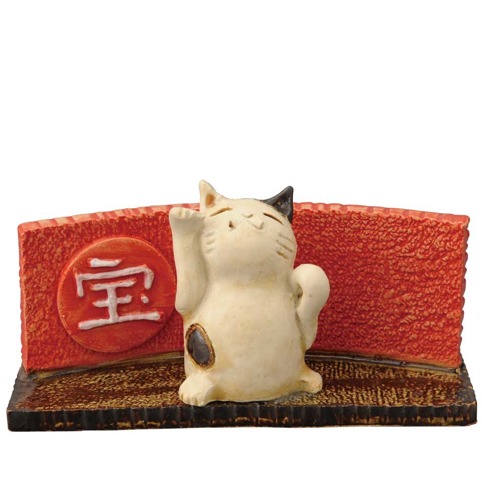陶器 手造り 置物 縁起/ 招き猫 宝くじホルダー(大) /インテリア プレゼント 贈り物