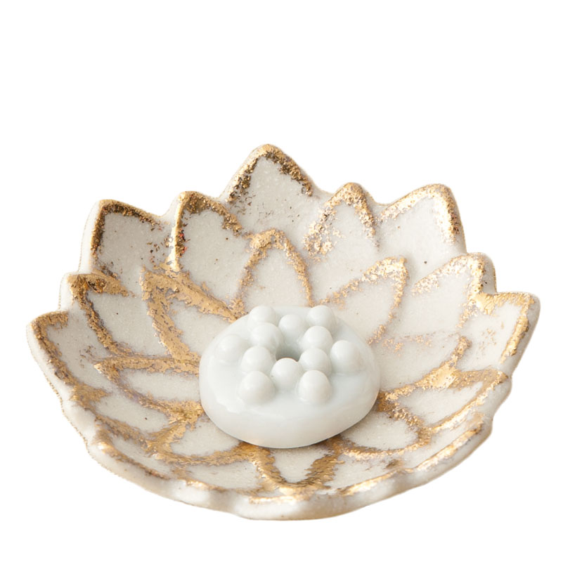 香皿 香立/ 金彩 ミニ香皿 （香玉付） ダリア /アロマ プレゼント 贈り物 箱入り