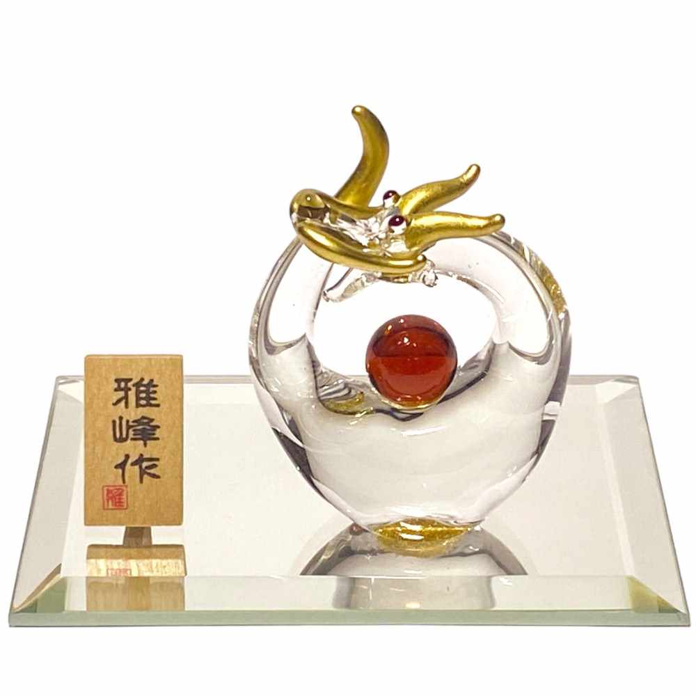 Baccarat - 龍 ドラゴン 置物 ガラス/ 風水金彩龍神 /小さい 可愛い インテリア 贈り物 プレゼント