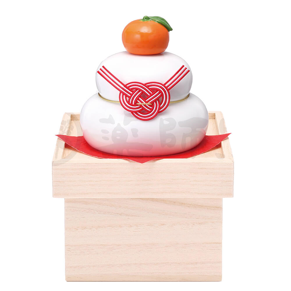 陶器 置物 鏡餅 縁起物 正月 年始/ 鏡餅飾り(大・収納桐箱台付) /毎年使える 縁起 町内会 敬老会 神社 寺社 年末 年始 家庭用 業務用のサムネイル